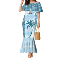 Custom Fiji Rugby Family Matching Mermaid Dress and Hawaiian Shirt History Champions World Cup 7s - Bllue LT9 Mom's Dress Blue - Polynesian Pride