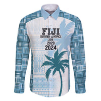 Custom Fiji Rugby Family Matching Puletasi and Hawaiian Shirt History Champions World Cup 7s - Bllue LT9 Dad's Shirt - Long Sleeve Blue - Polynesian Pride