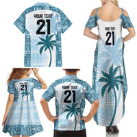 Custom Fiji Rugby Family Matching Summer Maxi Dress and Hawaiian Shirt History Champions World Cup 7s - Bllue LT9 - Polynesian Pride