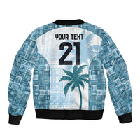 Custom Fiji Rugby Sleeve Zip Bomber Jacket History Champions World Cup 7s - Bllue LT9 - Polynesian Pride