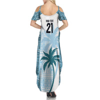 Custom Fiji Rugby Summer Maxi Dress History Champions World Cup 7s - Bllue LT9 - Polynesian Pride