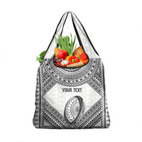 Custom Rugby Fiji National Heritage Grocery Bag White Traditional Masi Inspired