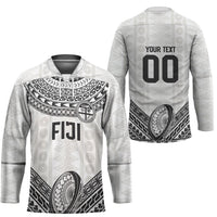 Custom Rugby Fiji National Heritage Hockey Jersey White Traditional Masi Inspired