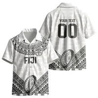 Custom Rugby Fiji National Heritage Kid Hawaiian Shirt White Traditional Masi Inspired