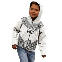 Custom Rugby Fiji National Heritage Kid Hoodie White Traditional Masi Inspired