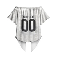 Custom Rugby Fiji National Heritage Off Shoulder Wrap Waist Top White Traditional Masi Inspired LT9 - Polynesian Pride