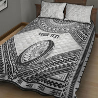 Custom Rugby Fiji National Heritage Quilt Bed Set White Traditional Masi Inspired