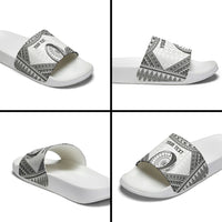 Custom Rugby Fiji National Heritage Slide Sandals White Traditional Masi Inspired