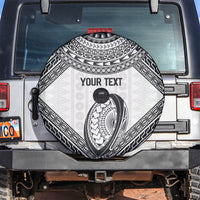 Custom Rugby Fiji National Heritage Spare Tire Cover White Traditional Masi Inspired