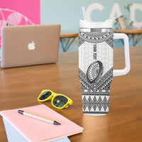 Custom Rugby Fiji National Heritage Tumbler With Handle White Traditional Masi Inspired