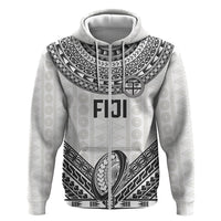 Custom Rugby Fiji National Heritage Zip Hoodie White Traditional Masi Inspired