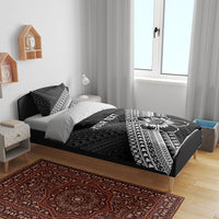 Custom Rugby Fiji Bedding Set Black Traditional Masi Inspired