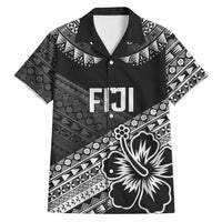 Custom Rugby Fiji Hawaiian Shirt Black Traditional Masi Inspired LT9 Black - Polynesian Pride