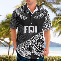 Custom Rugby Fiji Hawaiian Shirt Black Traditional Masi Inspired LT9 - Polynesian Pride