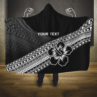 Custom Rugby Fiji Hooded Blanket Black Traditional Masi Inspired
