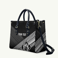 Custom Rugby Fiji Leather Bag Black Traditional Masi Inspired