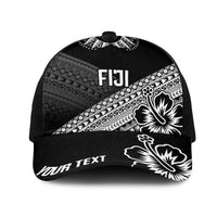 Personalised Rugby Fiji Mesh Trucker Cap Black Traditional Masi Inspired