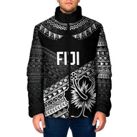 Custom Rugby Fiji Padded Jacket Black Traditional Masi Inspired