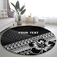 Custom Rugby Fiji Round Carpet Black Traditional Masi Inspired