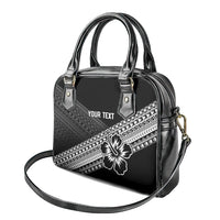 Custom Rugby Fiji Shoulder Handbag Black Traditional Masi Inspired