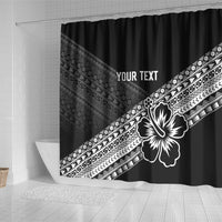 Custom Rugby Fiji Shower Curtain Black Traditional Masi Inspired