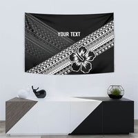 Custom Rugby Fiji Tapestry Black Traditional Masi Inspired