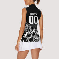 Custom Rugby Fiji Women Sleeveless Polo Shirt Black Traditional Masi Inspired