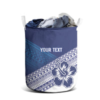 Custom Rugby Fiji Laundry Basket Blue Traditional Masi Inspired