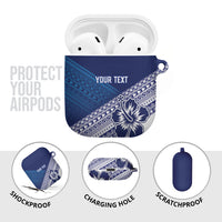 Custom Rugby Fiji AirPods Case Blue Traditional Masi Inspired