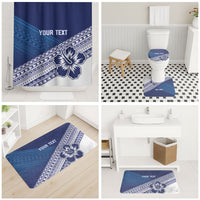 Custom Rugby Fiji Bathroom Set Blue Traditional Masi Inspired