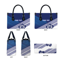 Custom Rugby Fiji Leather Bag Blue Traditional Masi Inspired