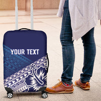 Custom Rugby Fiji Luggage Cover Blue Traditional Masi Inspired