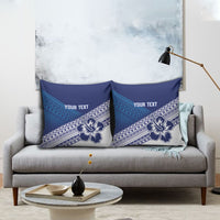Custom Rugby Fiji Pillow Cover Blue Traditional Masi Inspired