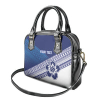 Custom Rugby Fiji Shoulder Handbag Blue Traditional Masi Inspired