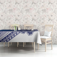 Custom Rugby Fiji Tablecloth Blue Traditional Masi Inspired