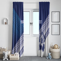 Custom Rugby Fiji Window Curtain Blue Traditional Masi Inspired