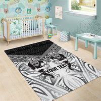 Custom Rugby New Zealand Black Fern Area Rug Niho Taniwha Inspired