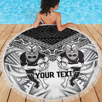 Custom Rugby New Zealand Black Fern Beach Blanket Niho Taniwha Inspired