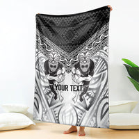 Custom Rugby New Zealand Black Fern Blanket Niho Taniwha Inspired