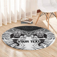 Custom Rugby New Zealand Black Fern Round Carpet Niho Taniwha Inspired