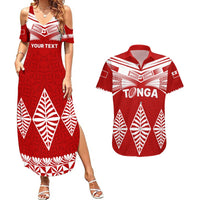 Custom Tonga Rugby Couples Matching Summer Maxi Dress and Hawaiian Shirt Proud Tongan Ngatu Kupesi World Cup 2023 No1 LT9 White - Polynesian Pride