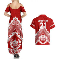 Custom Tonga Rugby Couples Matching Summer Maxi Dress and Hawaiian Shirt Proud Tongan Ngatu Kupesi World Cup 2023 No1 LT9 - Polynesian Pride