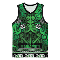 Aotearoa Iwi Ngati Maniapoto Basketball Jersey Maori Wharenui House Tribal Pattern LT9 Unisex Dark green - Polynesian Pride