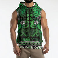 Aotearoa Iwi Ngati Maniapoto Sleeveless Zip Hoodie Maori Wharenui House Tribal Pattern LT9 - Polynesian Pride