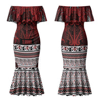 Aotearoa Iwi Te Arawa Couples Matching Mermaid Dress and Long Sleeve Button Shirt Maori Wharenui House Tribal Pattern LT9 - Polynesian Pride