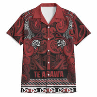 Aotearoa Iwi Te Arawa Hawaiian Shirt Maori Wharenui House Tribal Pattern LT9 Dark Red - Polynesian Pride