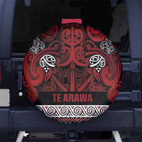 Aotearoa Iwi Te Arawa Spare Tire Cover Maori Wharenui House Tribal Pattern LT9 No hole Dark Red - Polynesian Pride