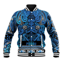 Aotearoa Iwi Ngati Porou Baseball Jacket Maori Wharenui House Tribal Pattern LT9 Unisex Blue - Polynesian Pride
