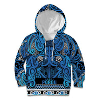Aotearoa Iwi Ngati Porou Kid Hoodie Maori Wharenui House Tribal Pattern LT9 Hoodie Blue - Polynesian Pride
