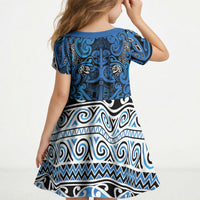 Aotearoa Iwi Ngati Porou Kid Short Sleeve Dress Maori Wharenui House Tribal Pattern LT9 - Polynesian Pride